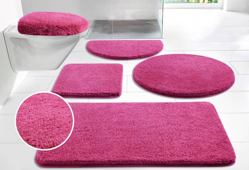 my home Badematte "Merida, Badvorleger, Badezimmer Teppich" Höhe 32 mm rutschhemmend beschichtet fußbodenheizungsgeeignet  schnell trocknend  strapazierfähig Badteppich, Uni Farben, rechteckig, rund & als 2-tlg. Set erhältlich von My Home