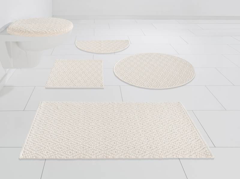 my home Badematte "Numan, Badvorleger, Badezimmer Teppich" Höhe 10 mm fußbodenheizungsgeeignet  strapazierfähig Rauten-Muster, Badteppich, auch als 3 teiliges Set erhältlich von My Home
