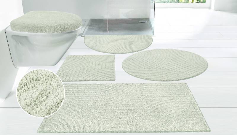 my home Badematte "Ognon, Scandi, Boho, modernes Muster" Höhe 15 mm rutschhemmend beschichtet fußbodenheizungsgeeignet  schnell trocknend  strapazierfähig Badteppich, Uni Farben, Hoch-Tief-Effekt von My Home