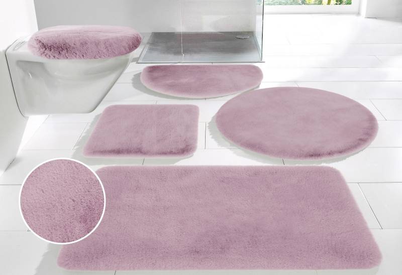 my home Badematte "Rabbit Badematten, Badvorleger, Badezimmer Teppich" Höhe 30 mm rutschhemmend beschichtet fußbodenheizungsgeeignet  schnell trocknend  strapazierfähig Kaninchenfell-Haptik, Badteppich, rechteckig, rund & als 3-tlg. Set von My Home