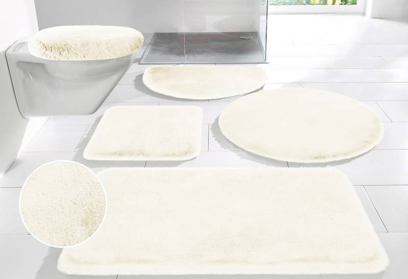 my home Badematte "Rabbit Badematten, Badvorleger, Badezimmer Teppich" Höhe 30 mm rutschhemmend beschichtet fußbodenheizungsgeeignet  schnell trocknend  strapazierfähig Kaninchenfell-Haptik, Badteppich, rechteckig, rund & als 3-tlg. Set von My Home