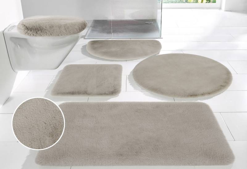 my home Badematte "Rabbit Badematten, Badvorleger, Badezimmer Teppich" Höhe 30 mm rutschhemmend beschichtet fußbodenheizungsgeeignet  schnell trocknend  strapazierfähig Kaninchenfell-Haptik, Badteppich, rechteckig, rund & als 3-tlg. Set von My Home
