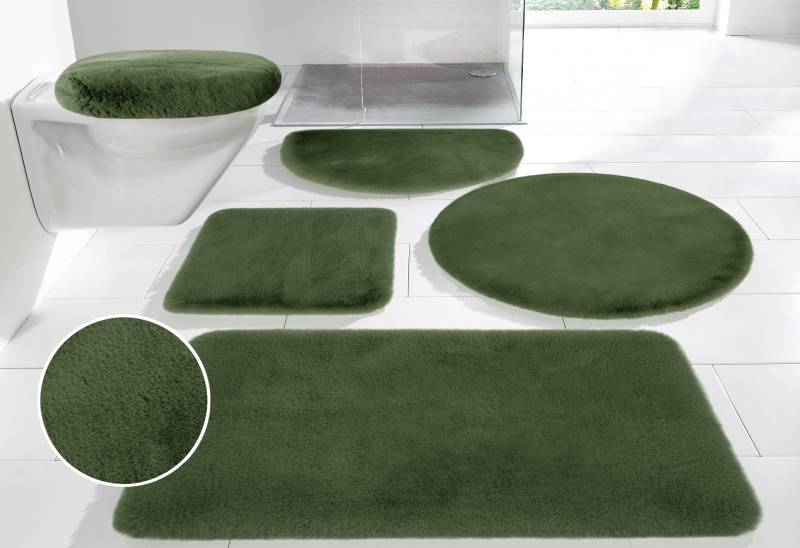 my home Badematte "Rabbit Badematten, Badvorleger, Badezimmer Teppich" Höhe 30 mm rutschhemmend beschichtet fußbodenheizungsgeeignet  schnell trocknend  strapazierfähig Kaninchenfell-Haptik, Badteppich, rechteckig, rund & als 3-tlg. Set von My Home