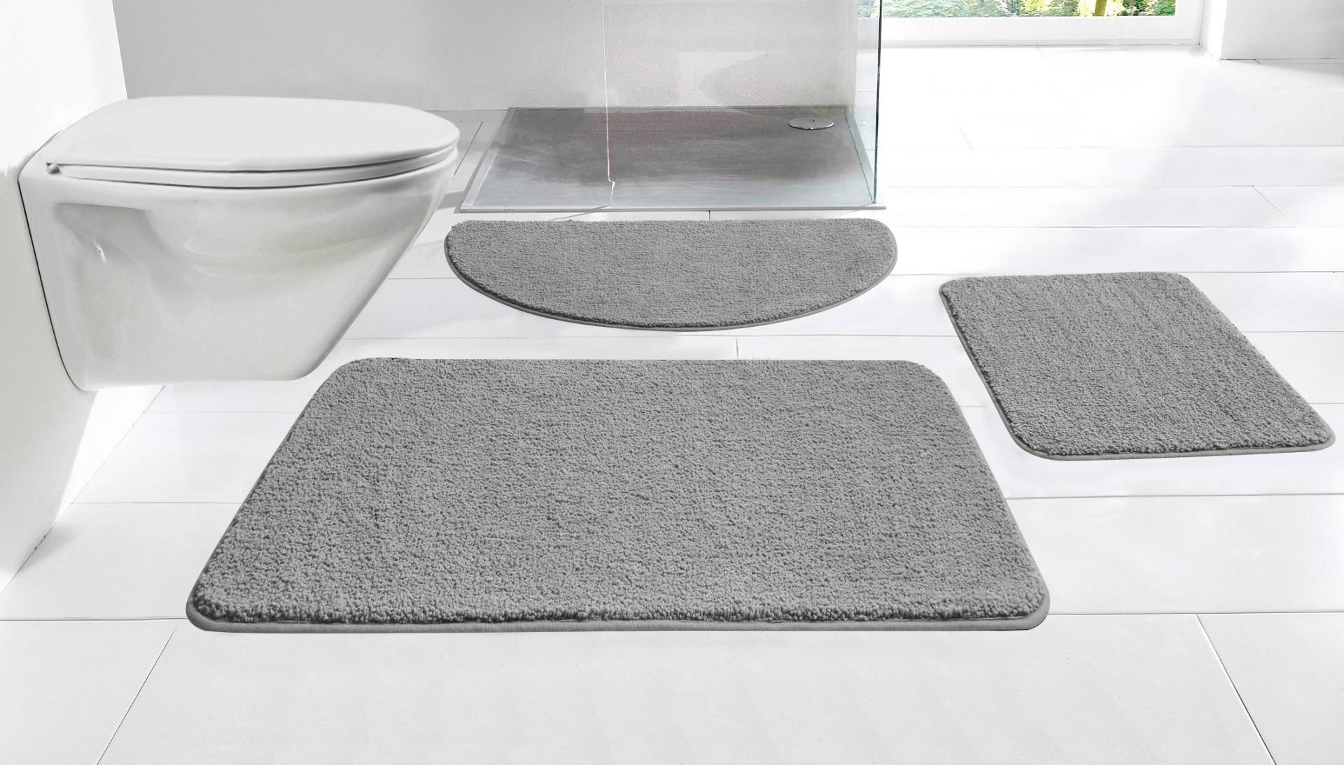 my home Badematte "Regona, Badteppich, Badvorleger, Badezimmer Teppich", rutschhemmend beschichtet, fußbodenheizungsgeeignet-schnell trocknend-strapazierfähig, Uni Farben, besonders weich, als rechteckig und halbrund erhältlich von My Home