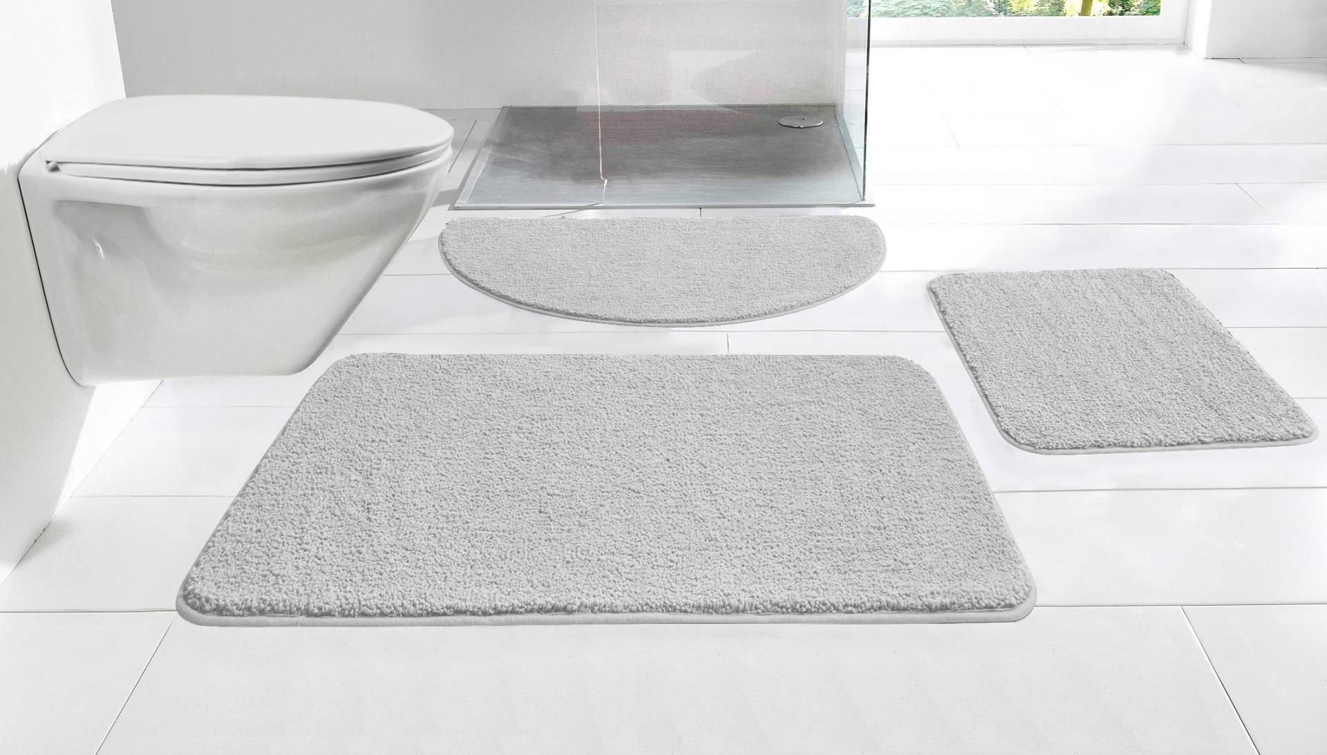 my home Badematte "Regona, Badteppich, Badvorleger, Badezimmer Teppich", rutschhemmend beschichtet, fußbodenheizungsgeeignet-schnell trocknend-strapazierfähig, Uni Farben, besonders weich, als rechteckig und halbrund erhältlich von My Home