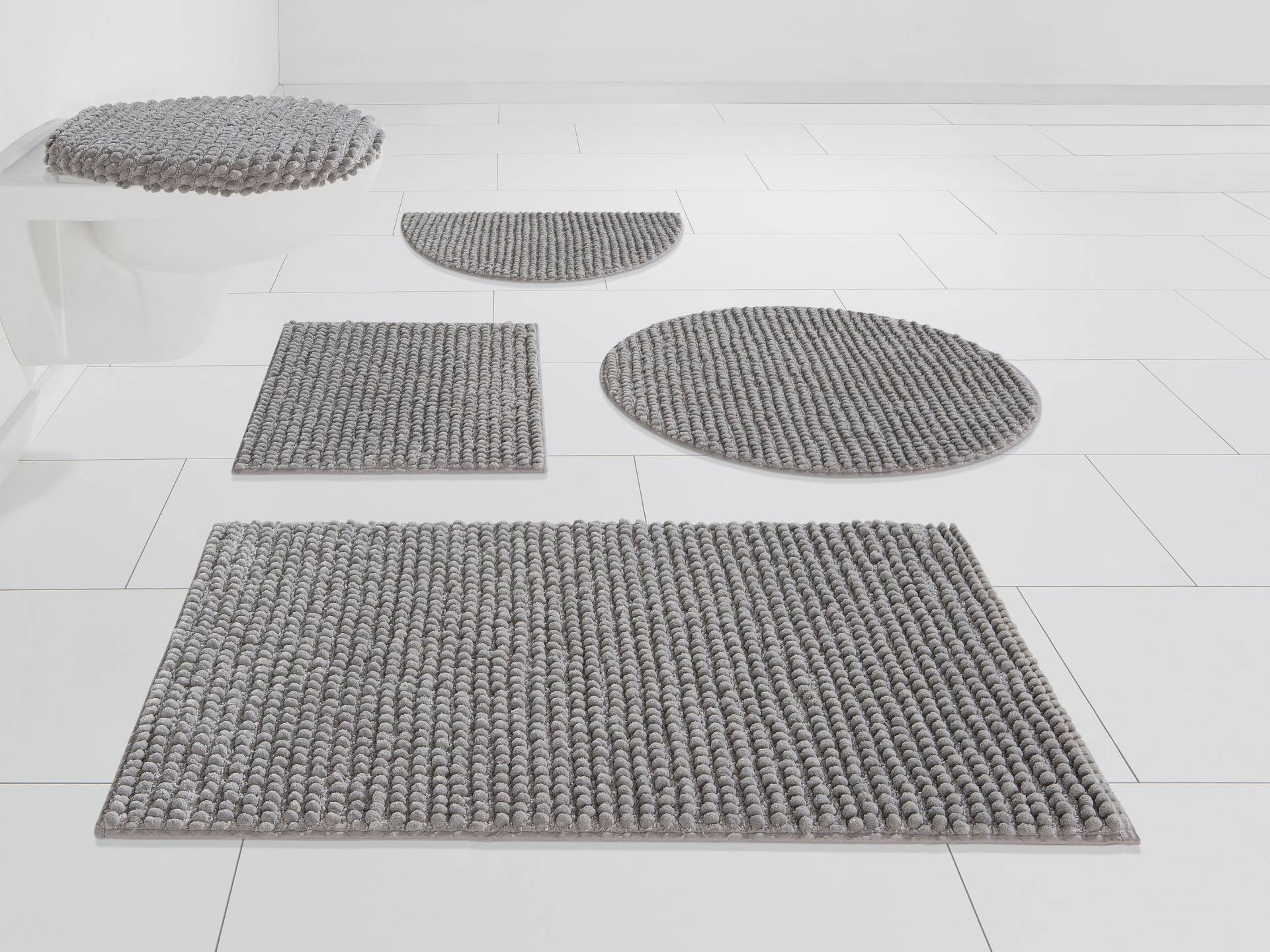 my home Badematte "Renat, Badvorleger, Badezimmer Teppich, Scandi", fußbodenheizungsgeeignet-schnell trocknend-strapazierfähig, Badteppich, Badgarnitur, Chenille-Optik, auch als 3 tlg. Set von My Home