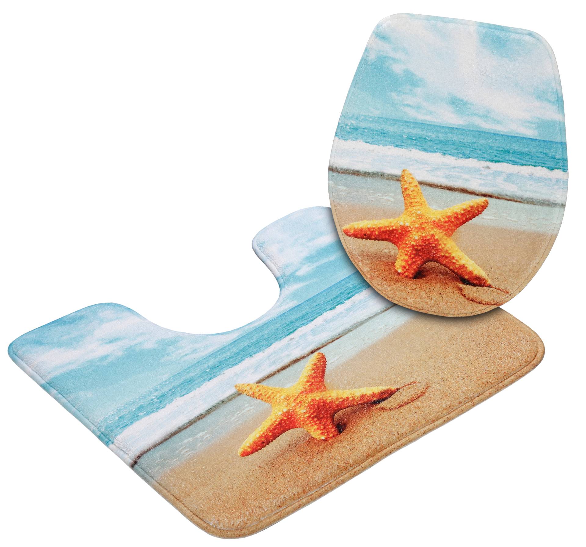 my home Badematte "Seestern" Höhe 14 mm Memory Schaum  rutschhemmend beschichtet fußbodenheizungsgeeignet  schnell trocknend  strapazierfähig Badteppich, Naturmotiv, Strand, Badematten auch als Set erhältlich von My Home