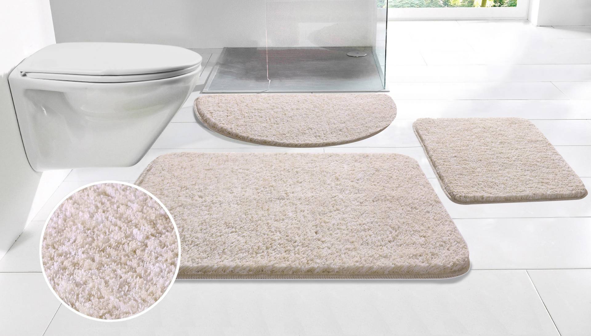 my home Badematte "Vanessa meliert, Badvorleger, Badezimmer Teppich, Duschvorleger", rutschhemmend beschichtet, strapazierfähig, Badteppich, weiche Haptik, unifarben von My Home
