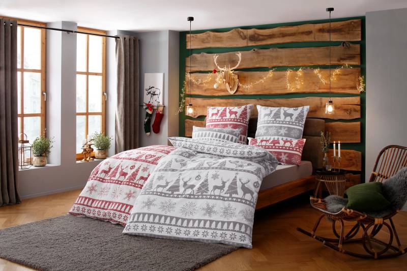 my home Bettwäsche "Sindbad in Gr. 135x200 oder 155x220 cm, ideal für Weihnachten" 2 tlg. Weihnachtsbettwäsche, Winter von My Home