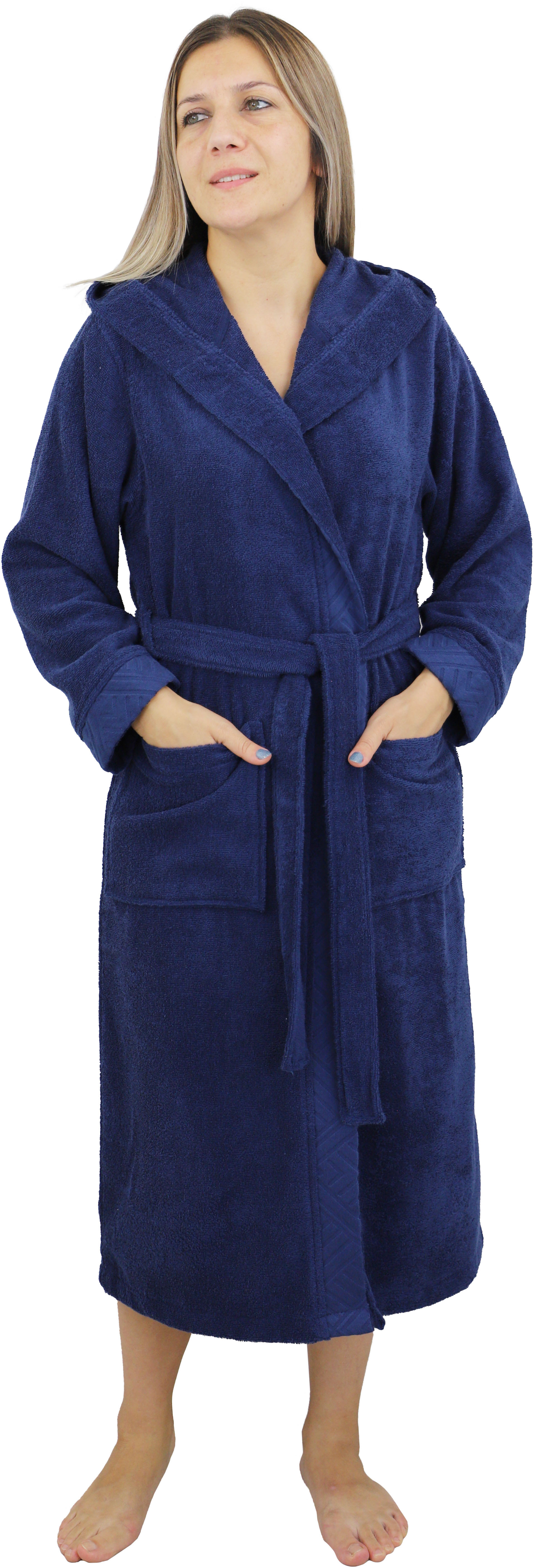 my home Damenbademantel "Livia, ideal für Sauna & Spa, Hotelbademantel" 1 Stk. tlg., gemusterter Bordüre, langer Bademantel Damen, 100% Baumwolle, XS-2XL von My Home