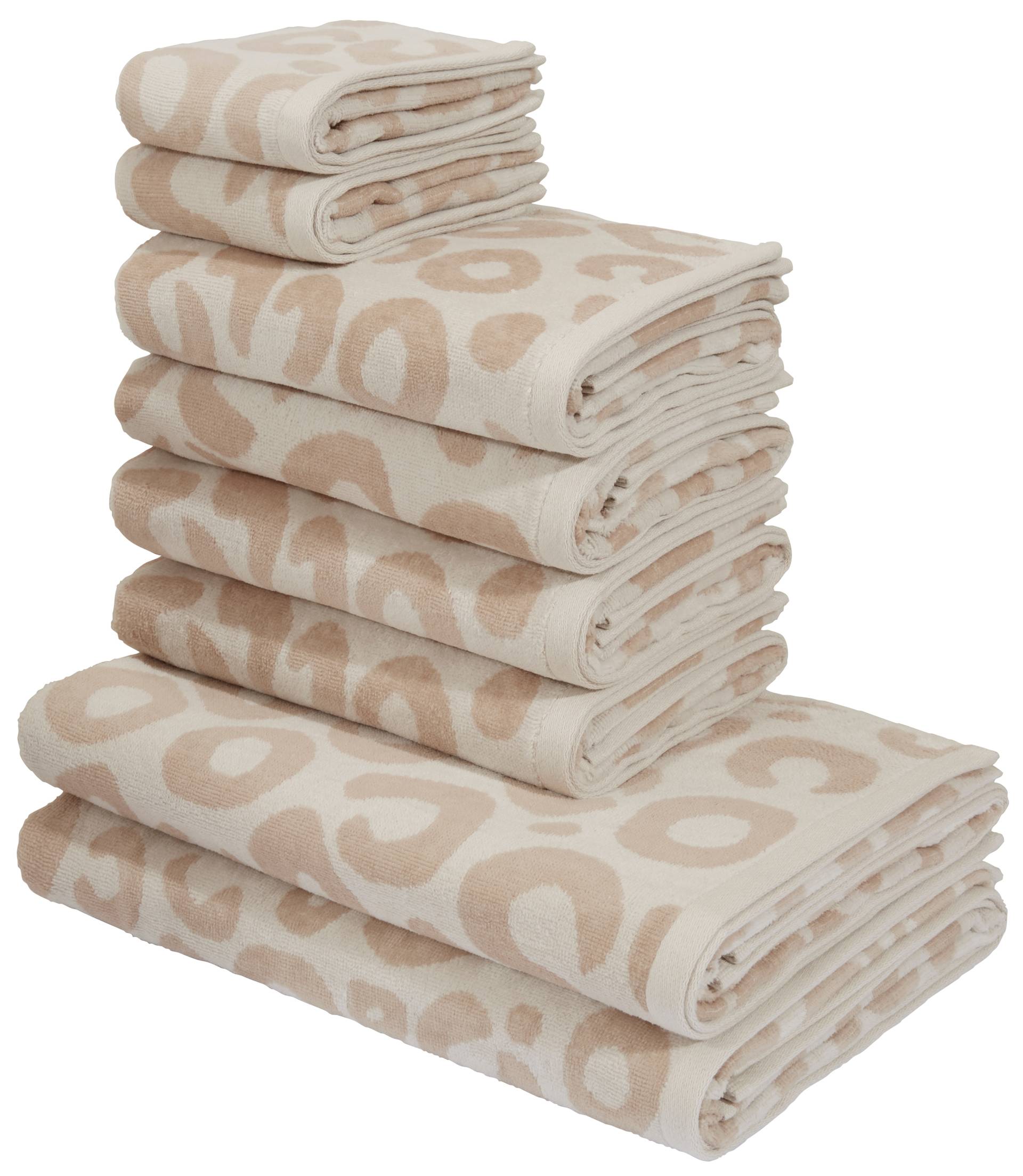 my home Handtuch Set "Anna Leopardmuster, 8-tlg Handtuch-Set, 100% Baumwolle" Set 8 Frottiervelours Duschtücher, Handtücher und Gästetücher, weich, saugstark, modern, Leo von My Home