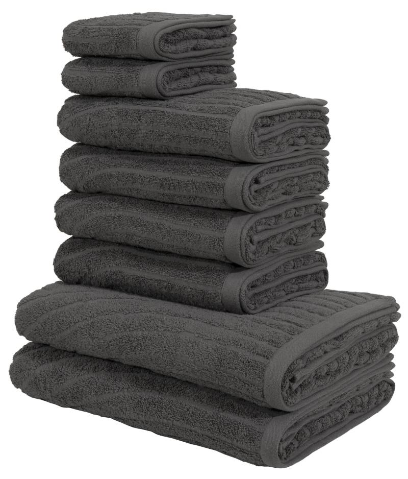 my home Handtuch Set "Handtuchset Ognon, Duschtücher, Handtücher, Gästetücher, Zen" Set 8 Frottier Handtücher mit Muster, Scandi, einfarbiges Handtuch-Set 100% Baumwolle von My Home