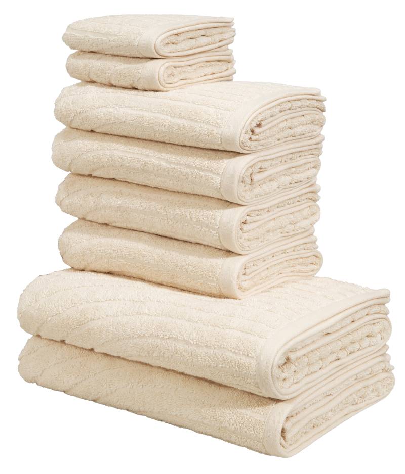 my home Handtuch Set "Handtuchset Ognon, Duschtücher, Handtücher, Gästetücher, Zen" Set 8 Frottier Handtücher mit Muster, Scandi, einfarbiges Handtuch-Set 100% Baumwolle von My Home