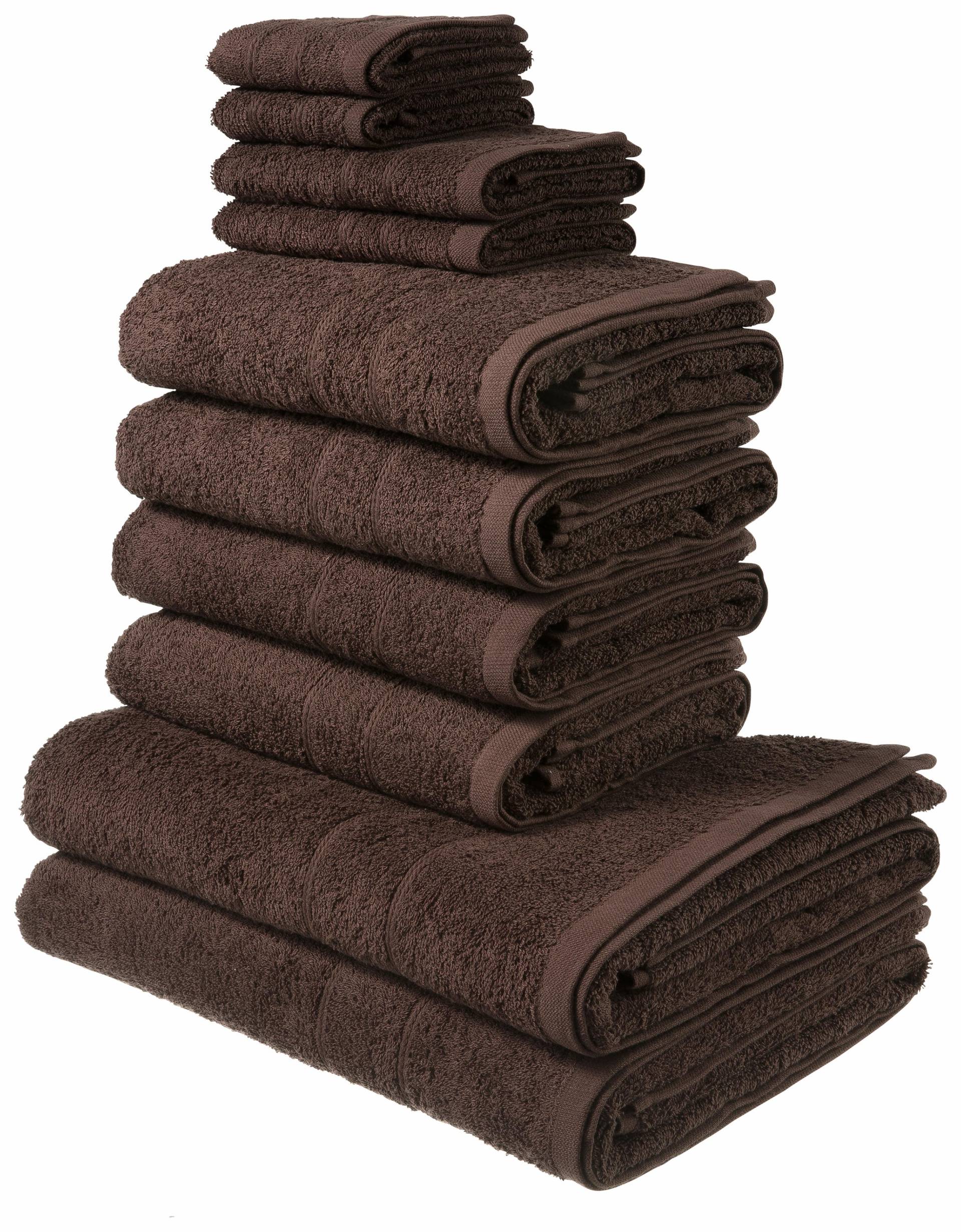 my home Handtuch Set "Inga, Duschtücher, Handtücher, Gästetücher, Seiftücher" Handtücher mit feiner Bordüre, 100% Baumwolle, einfarbig, weich von My Home