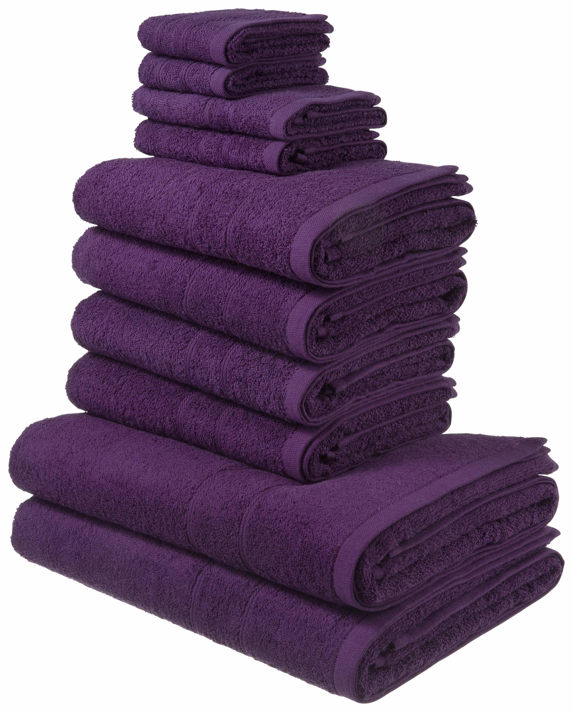 my home Handtuch Set "Inga, Duschtücher, Handtücher, Gästetücher, Seiftücher" Handtücher mit feiner Bordüre, 100% Baumwolle, einfarbig, weich von My Home