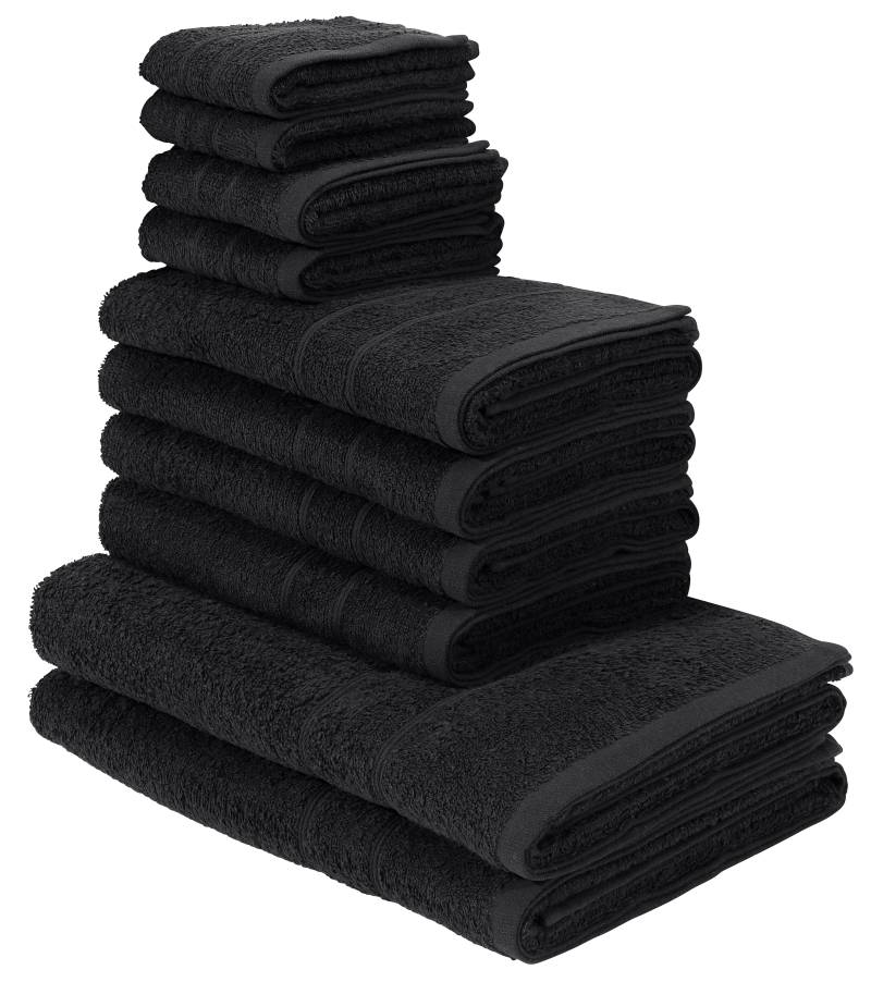 my home Handtuch Set "Inga, Duschtücher, Handtücher, Gästetücher, Seiftücher" Handtücher mit feiner Bordüre, 100% Baumwolle, einfarbig, weich von My Home