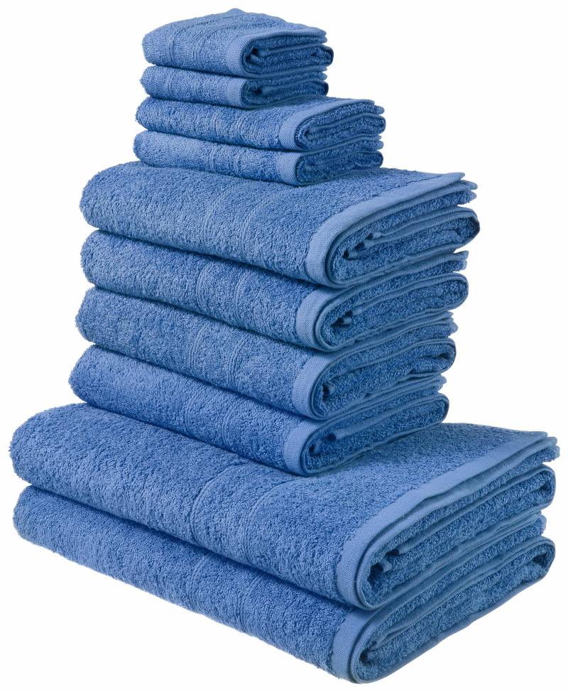 my home Handtuch Set "Inga, Duschtücher, Handtücher, Gästetücher, Seiftücher" Handtücher mit feiner Bordüre, 100% Baumwolle, einfarbig, weich von My Home