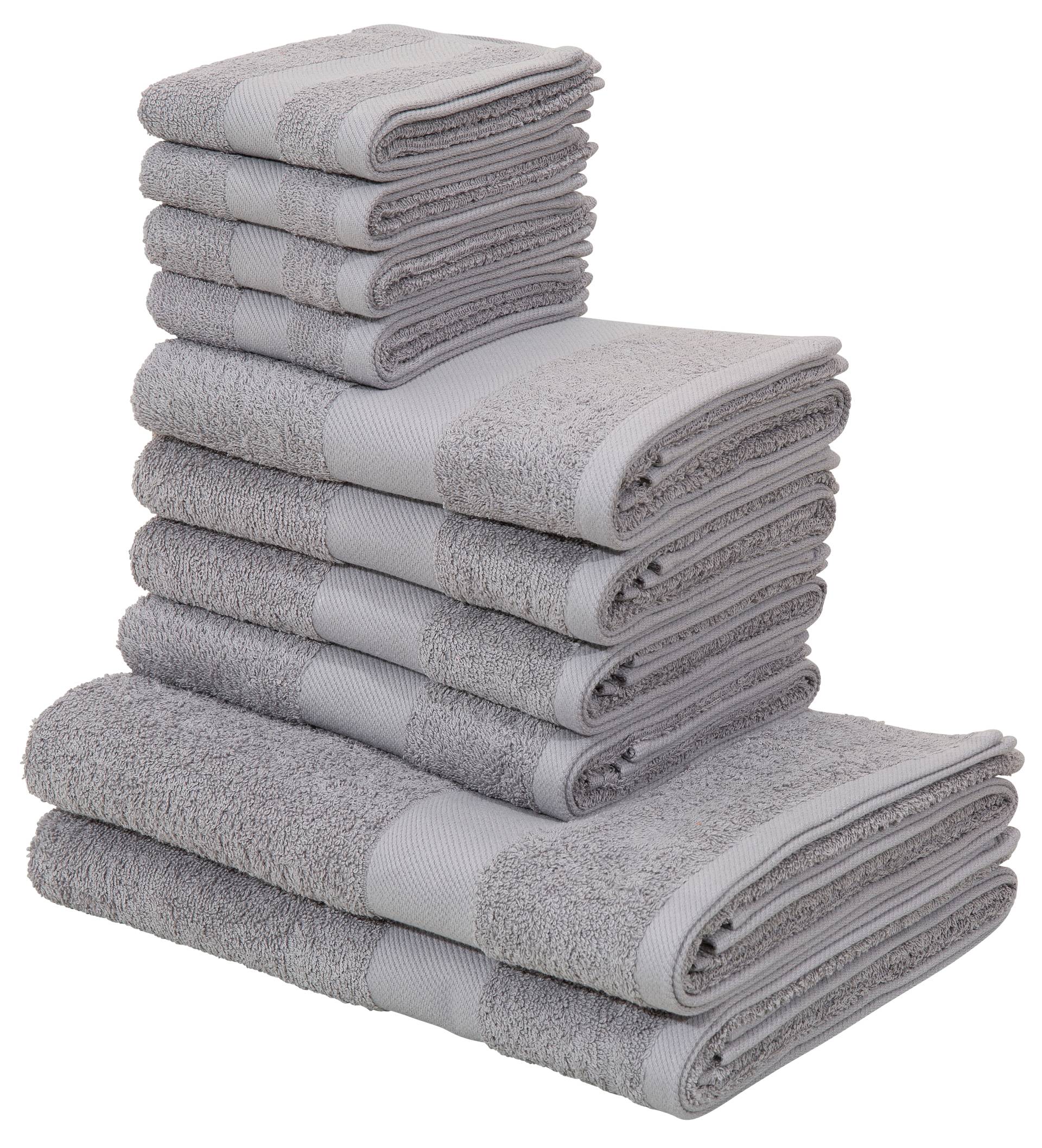 my home Handtuch Set "Melli, 2 Duschtücher 70x140, 4 Handtücher 50x100, 4 Gästetücher 30x50", Set, 10 tlg., Walkfrottee, Handtuchset in dezenten Farben mit Bordüre, 100% Baumwoll-Handtücher my home Handtuch Set "Melli, 2 Duschtücher 70x140, 4 Handtücher 50x100, 4 Gästetücher 30x50", Set, 10 tlg., Walkfrottee, Handtuchset in dezenten Farben mit Bordüre, 100% Baumwoll-Handtücher von My Home