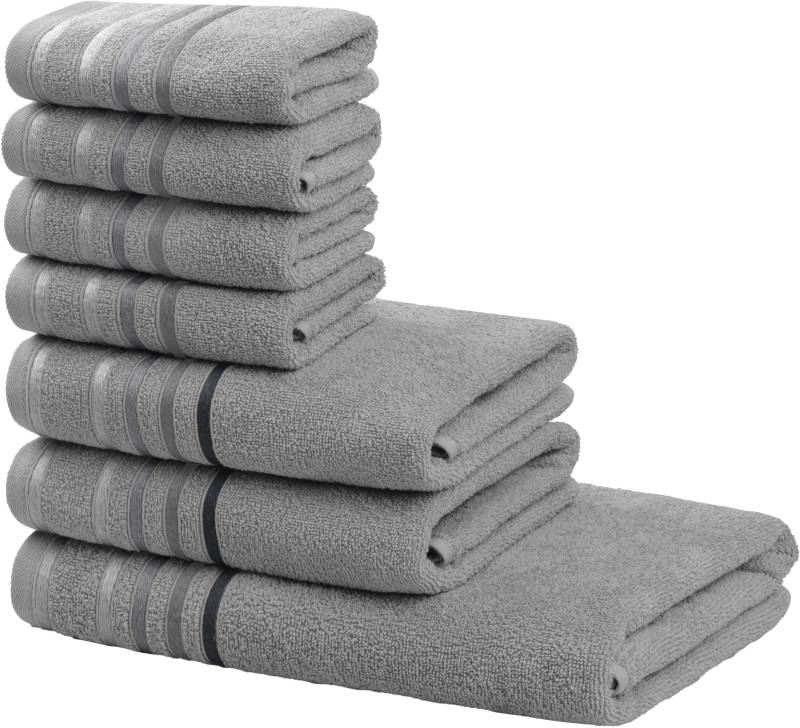 my home Handtuch Set "Niki, Duschtuch, Handtücher und Gästetücher" Set Walkfrottee Handtücher mit mehrfarbiger Streifenbordüre, aus 100% Baumwolle, weich von My Home