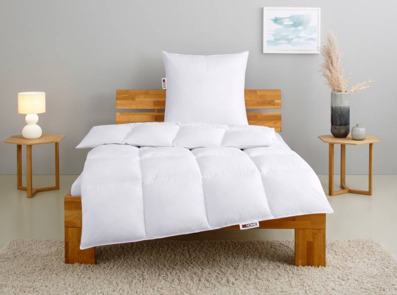 my home Kassettenbett + Kopfkissen "RINA, Bettdecke in 135x200 & 155x220 cm, 2-tlg." Set mit Kissen 40x80 cm, 80x80 cm für Herbst, Winter, Made in Germany von My Home