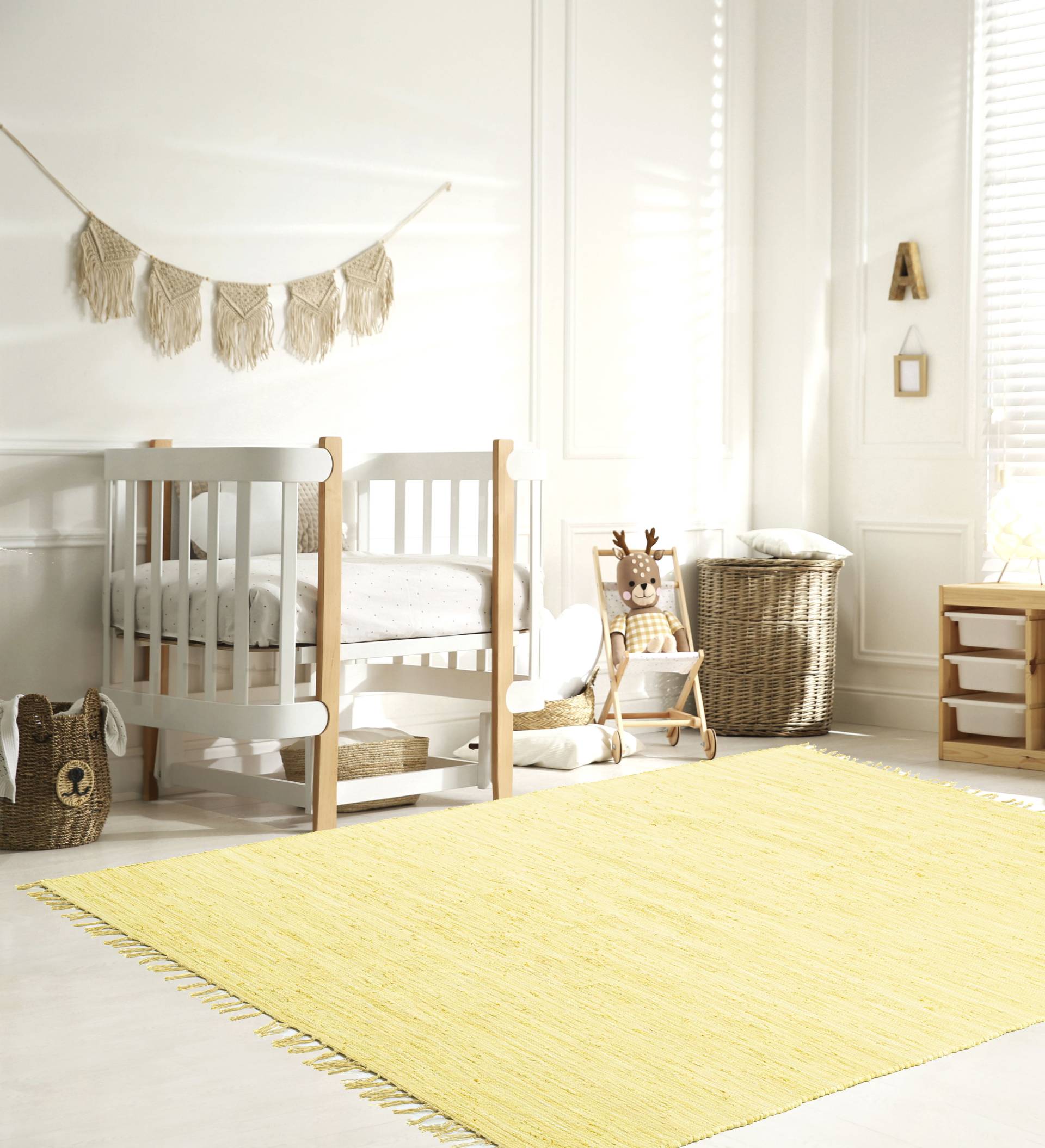 my home Kinderteppich "Insa Fleckerl" rechteckig 5 mm Höhe Uni Farben, pastell, handgewebt, pflegeleicht, waschbar, Kinderzimmer von My Home