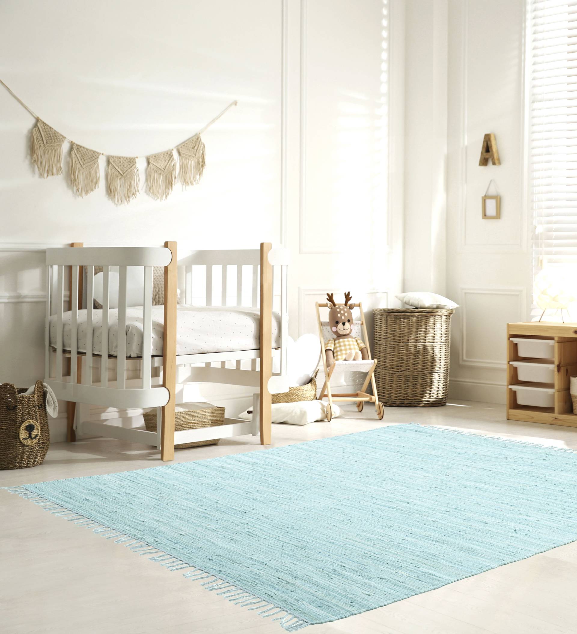 my home Kinderteppich "Insa Fleckerl" rechteckig 5 mm Höhe Uni Farben, pastell, handgewebt, pflegeleicht, waschbar, Kinderzimmer von My Home