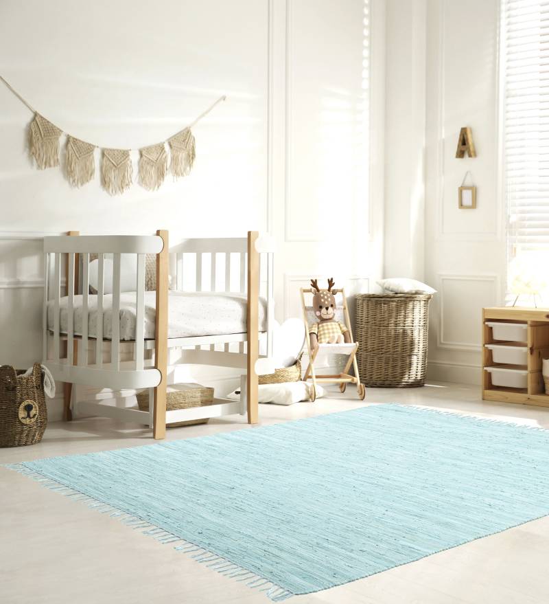 my home Kinderteppich "Insa Fleckerl" rechteckig 5 mm Höhe Uni Farben, pastell, handgewebt, pflegeleicht, waschbar, Kinderzimmer von My Home