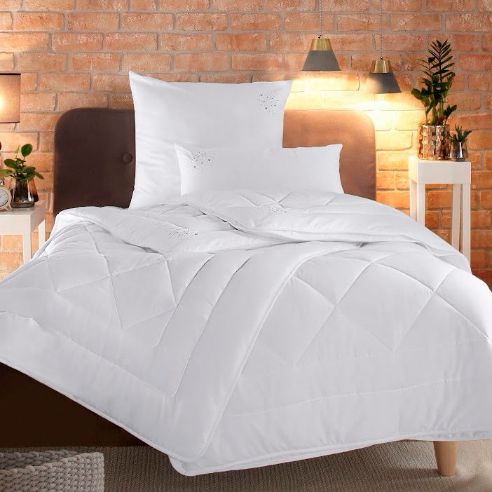 my home Microfaserbettdecke + Kopfkissen "Baca, 2-tlg. Bettdecke 135x200 oder155x220 cm mit Kissen 80x80 cm" Set Bettdecke & Kissen Made in Germany, Sommer, Winter von My Home