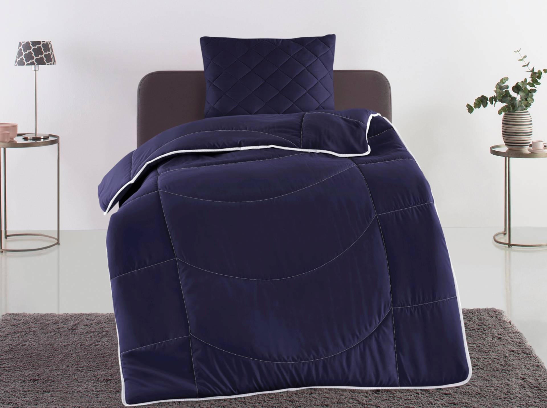 my home Steppbett + Kopfkissen "Microlux, Bettdecke 135x200 cm, 155x220 cm" Set mit Kissen 40x80 cm, 80x80 cm, Sommer, Herbst, Winter in 4 Farben von My Home