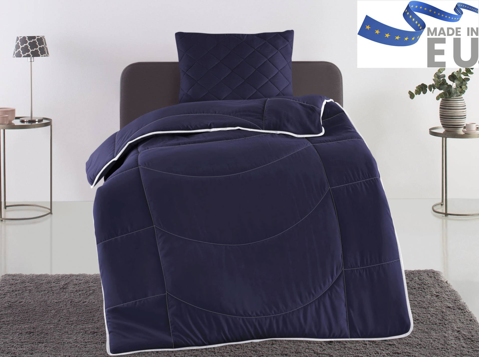 my home Steppbett + Kopfkissen "Microlux, Bettdecke 135x200 cm, 155x220 cm" Set mit Kissen 40x80 cm, 80x80 cm, Sommer, Herbst, Winter in 4 Farben von My Home