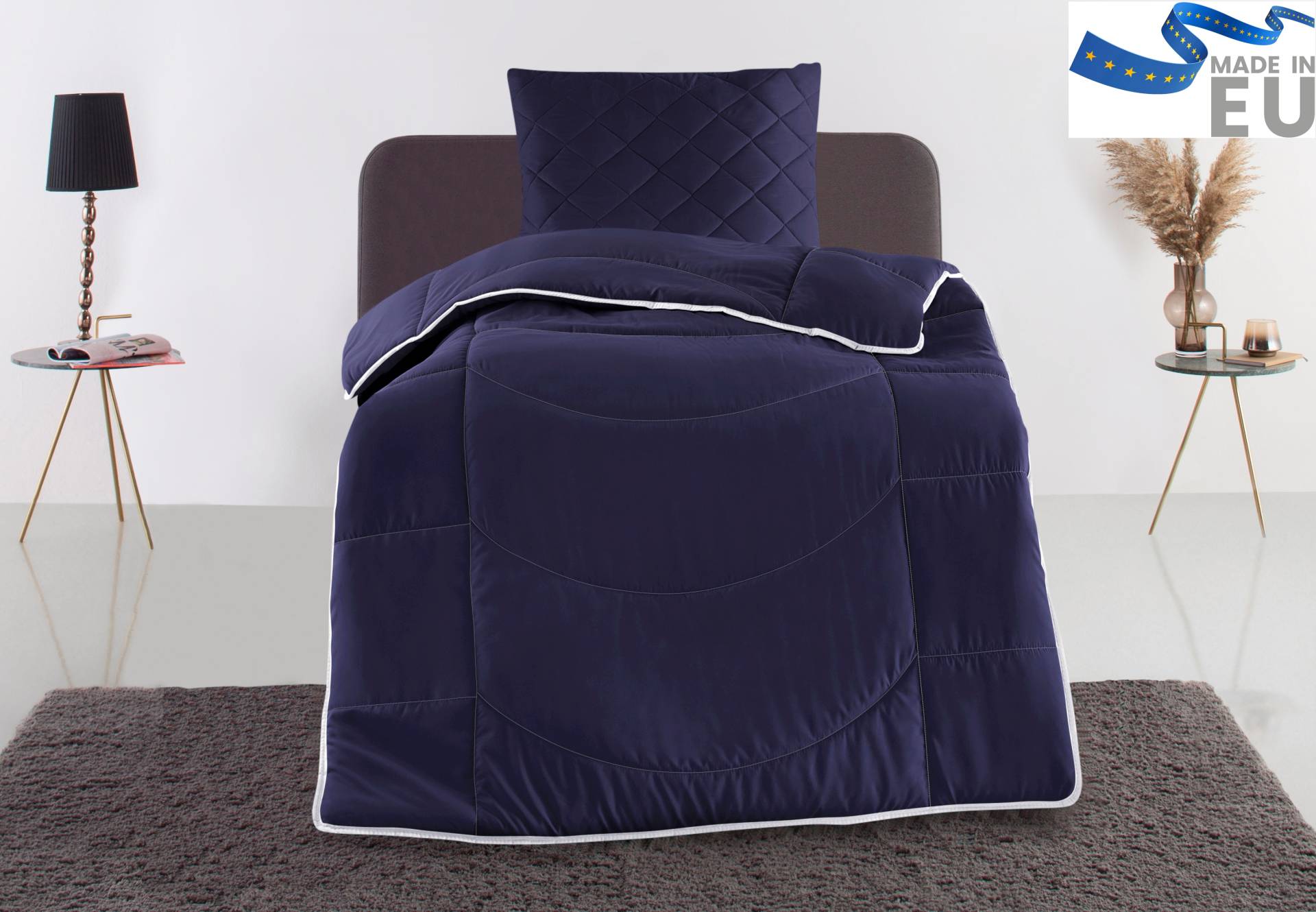 my home Steppbett + Kopfkissen "Microlux, Bettdecke 135x200 cm, 155x220 cm" Set mit Kissen 40x80 cm, 80x80 cm, Sommer, Herbst, Winter in 4 Farben von My Home