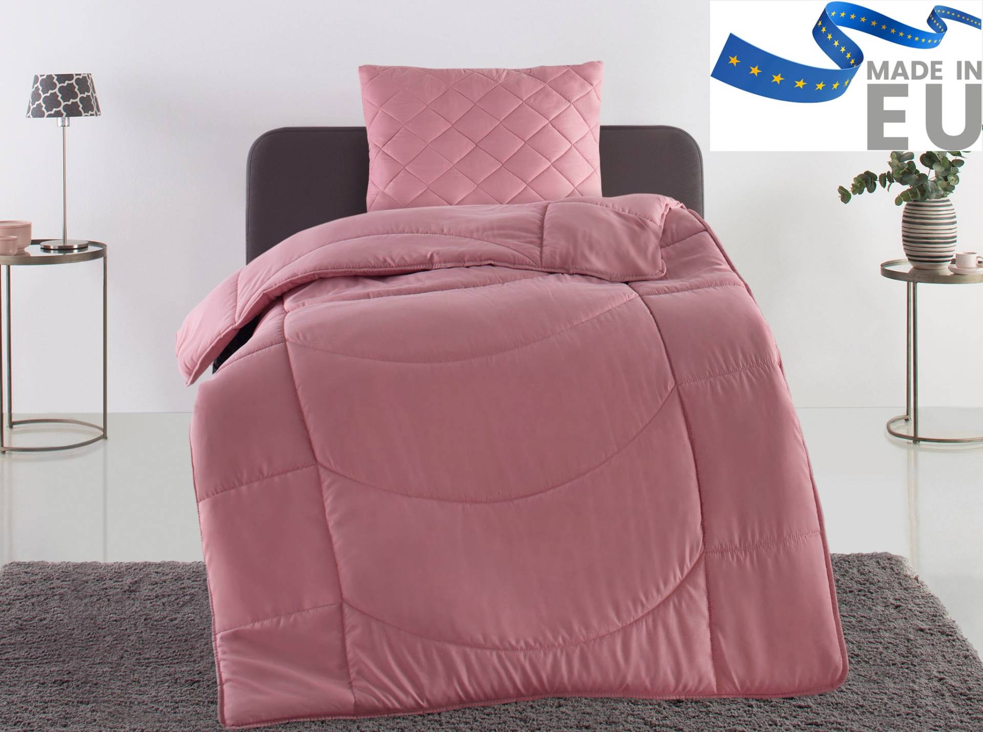 my home Steppbett + Kopfkissen "Microlux, Bettdecke 135x200 cm, 155x220 cm" Set mit Kissen 40x80 cm, 80x80 cm, Sommer, Herbst, Winter in 4 Farben von My Home