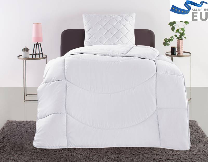 my home Steppbett + Kopfkissen "Microlux, Bettdecke 135x200 cm, 155x220 cm" Set mit Kissen 40x80 cm, 80x80 cm, Sommer, Herbst, Winter in 4 Farben von My Home