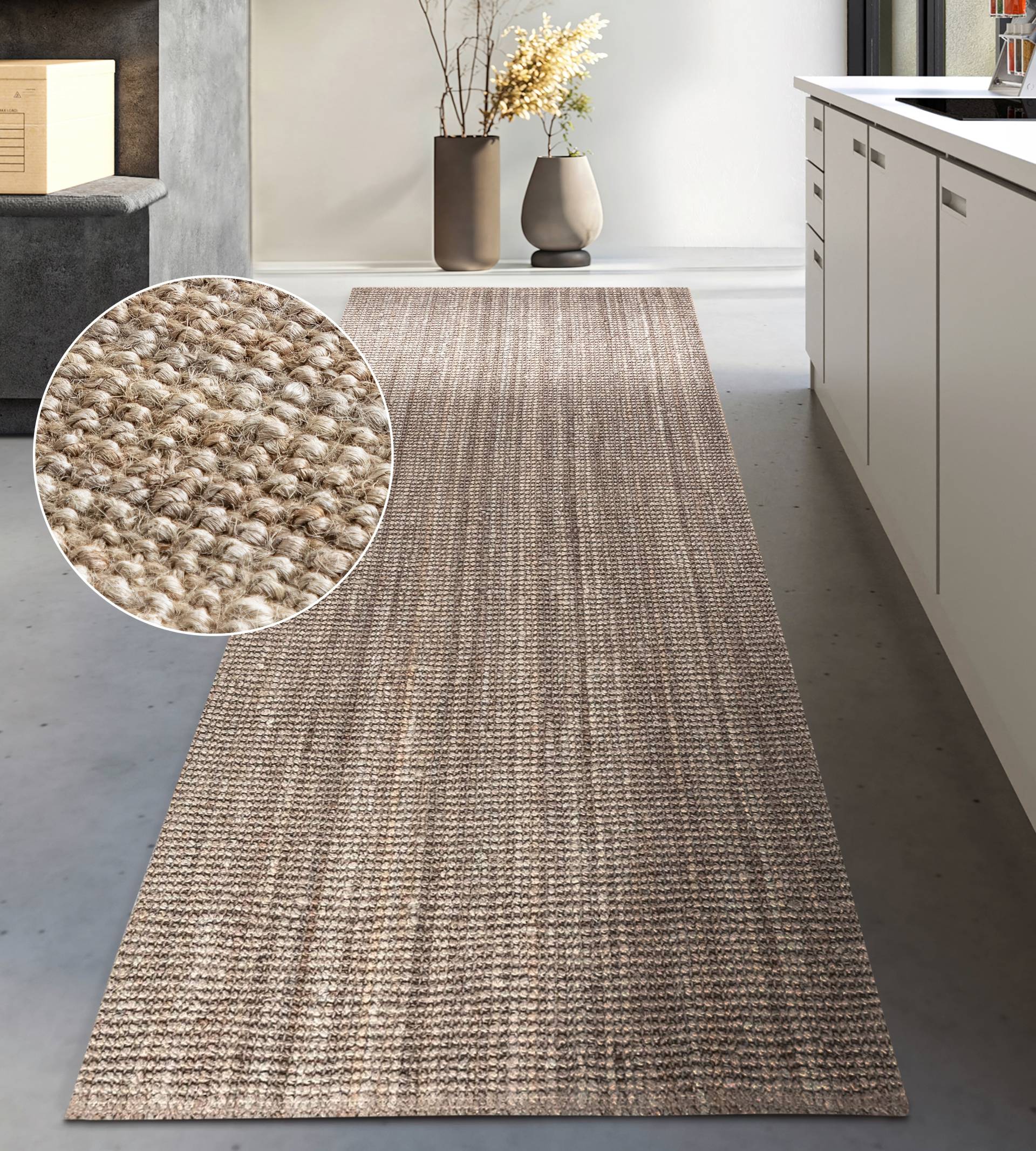 my home Teppich "Avot Juteteppich" rechteckig 10 mm Höhe 100% Jutefaser, Läufer, Esszimmer, Wohnzimmer, Skandi von My Home