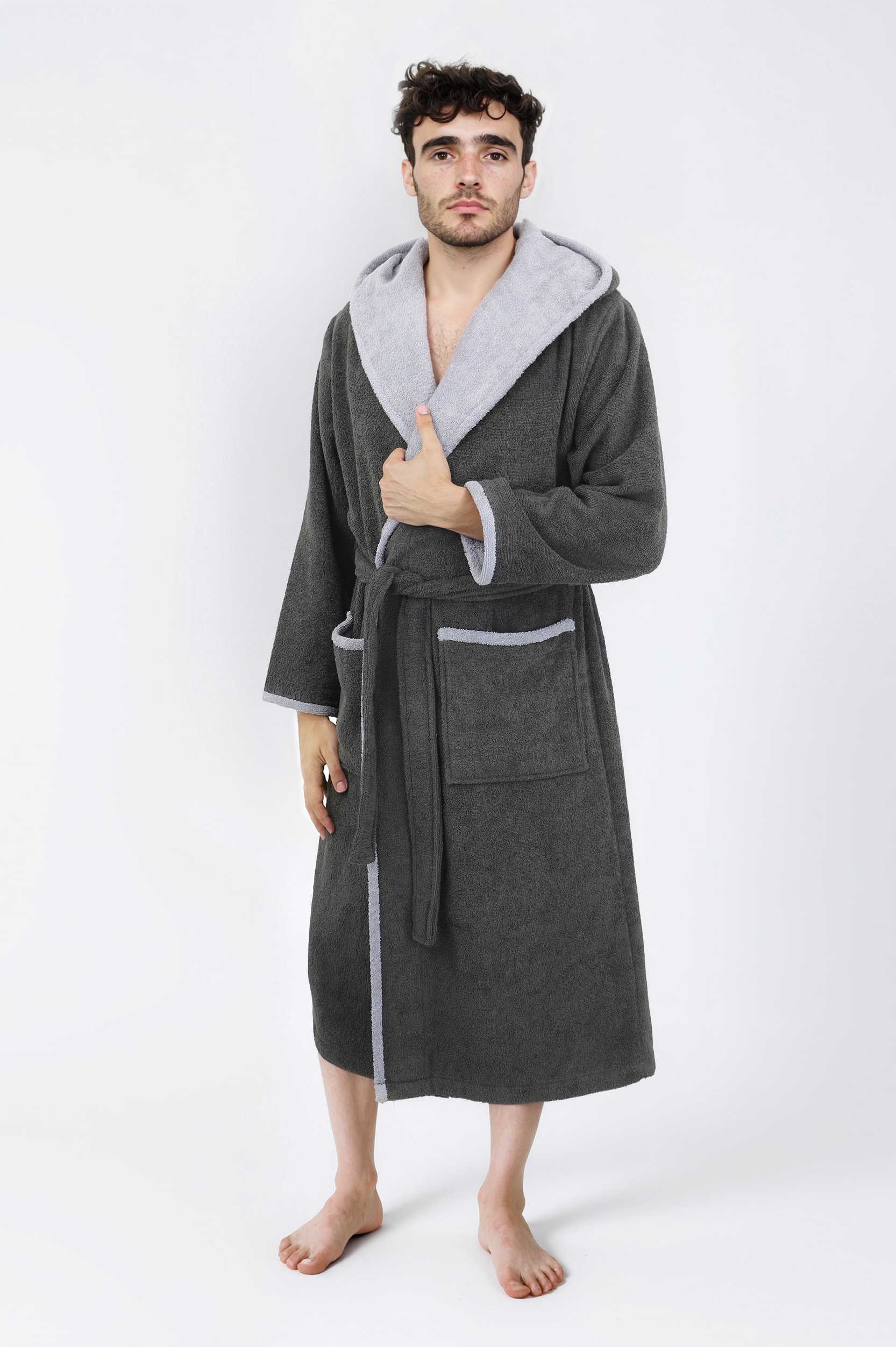 my home Unisex-Bademantel "Condes, ideal für Sauna & Spa, Hotelbademantel, Morgenmantel", 1 Stk. Damen und Herren Bademantel, Doubleface Optik, XS-3XL von My Home