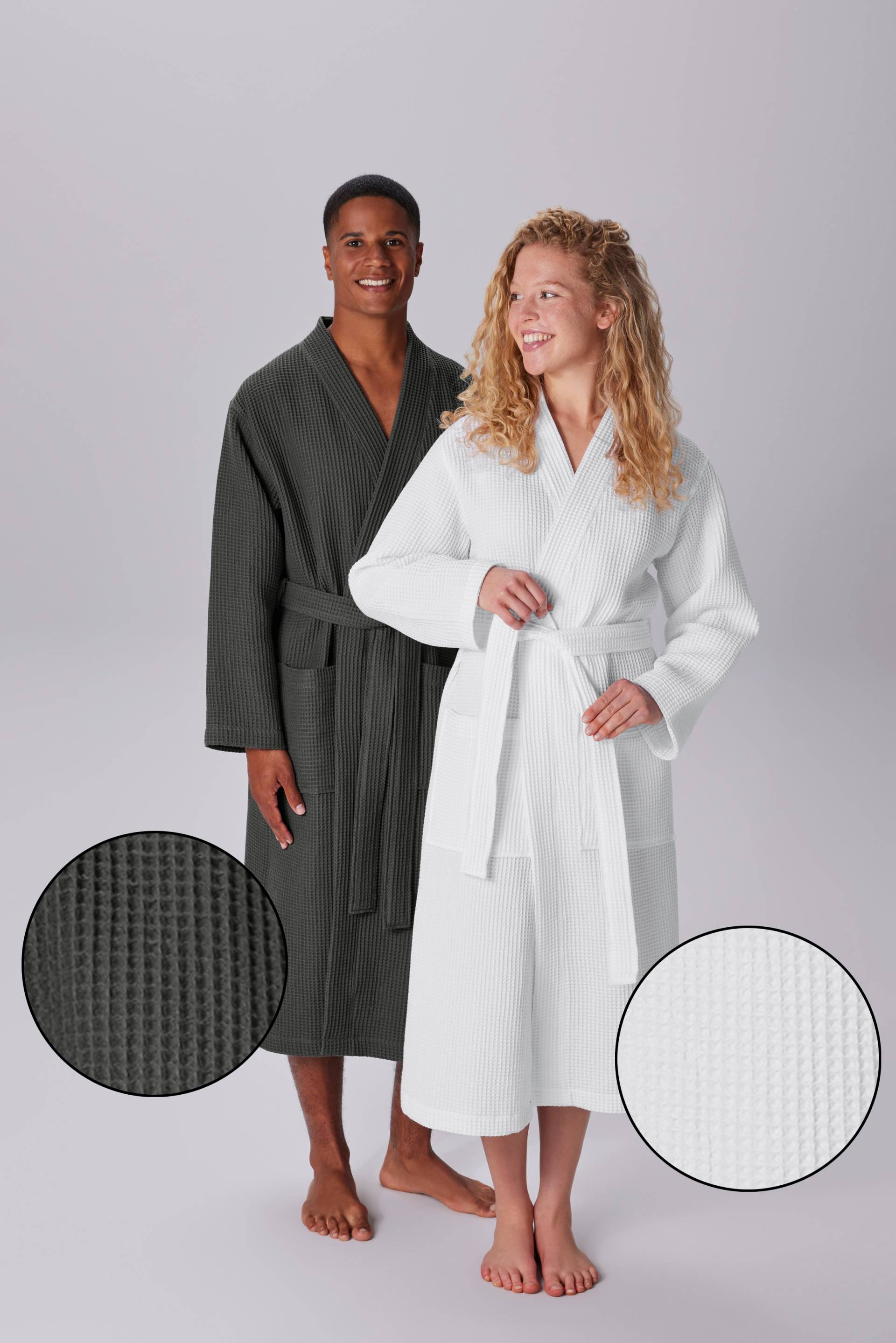 my home Unisex-Bademantel "Inga, Waffelpiqué, ideal für Sauna & Spa, Hotelbademantel" 1 Stk. tlg., kleines Packmaß, Taschen, Damen & Herren, S-3XL, Morgenmantel von My Home