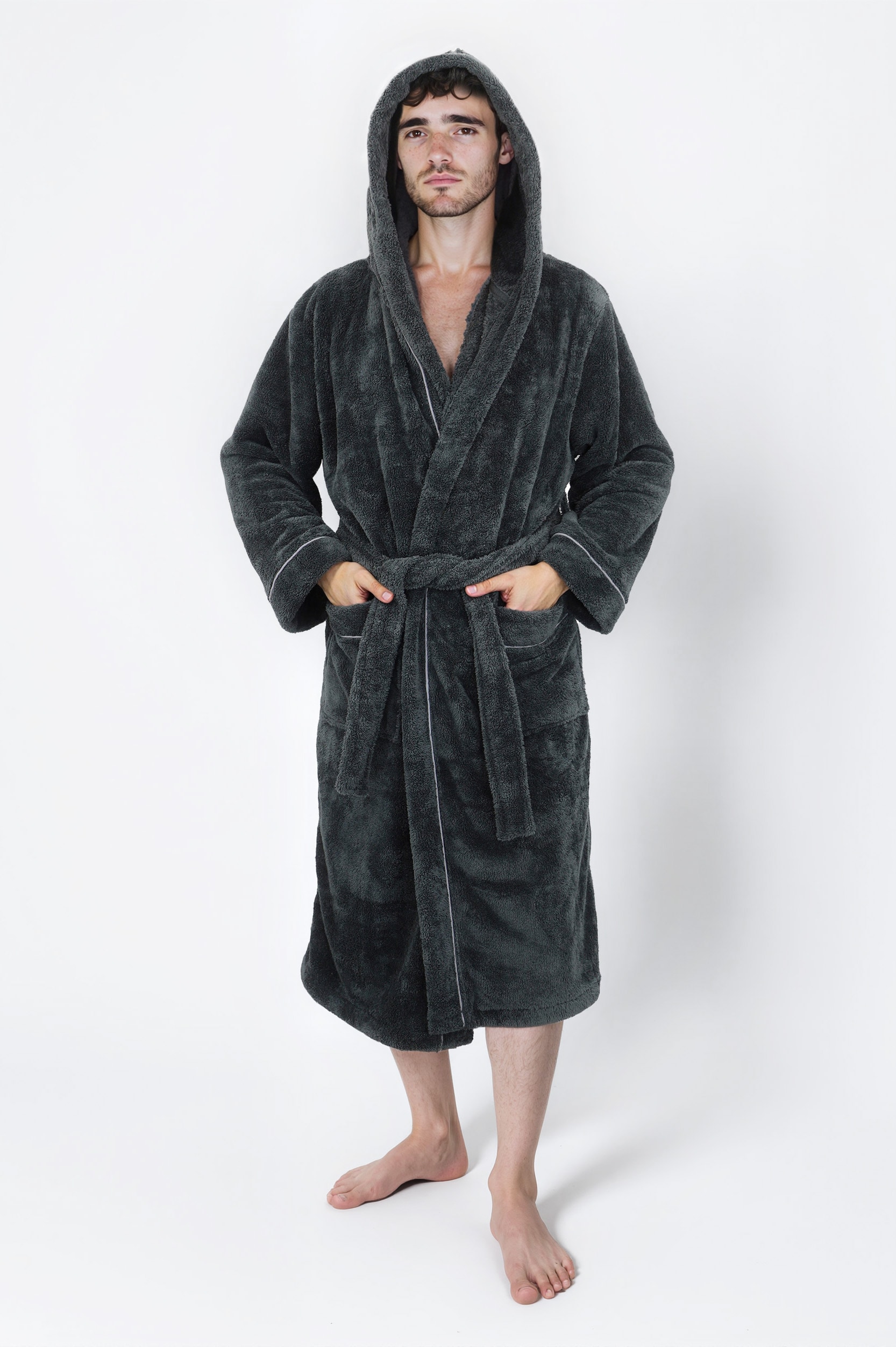 my home Unisex-Bademantel "Lillou, ideal für Sauna & Spa, Hotelbademantel, Morgenmantel" 1 Stk. tlg., kuschelig weicher Fleece, plüsch, für Damen und Herren, XS-3XL von My Home