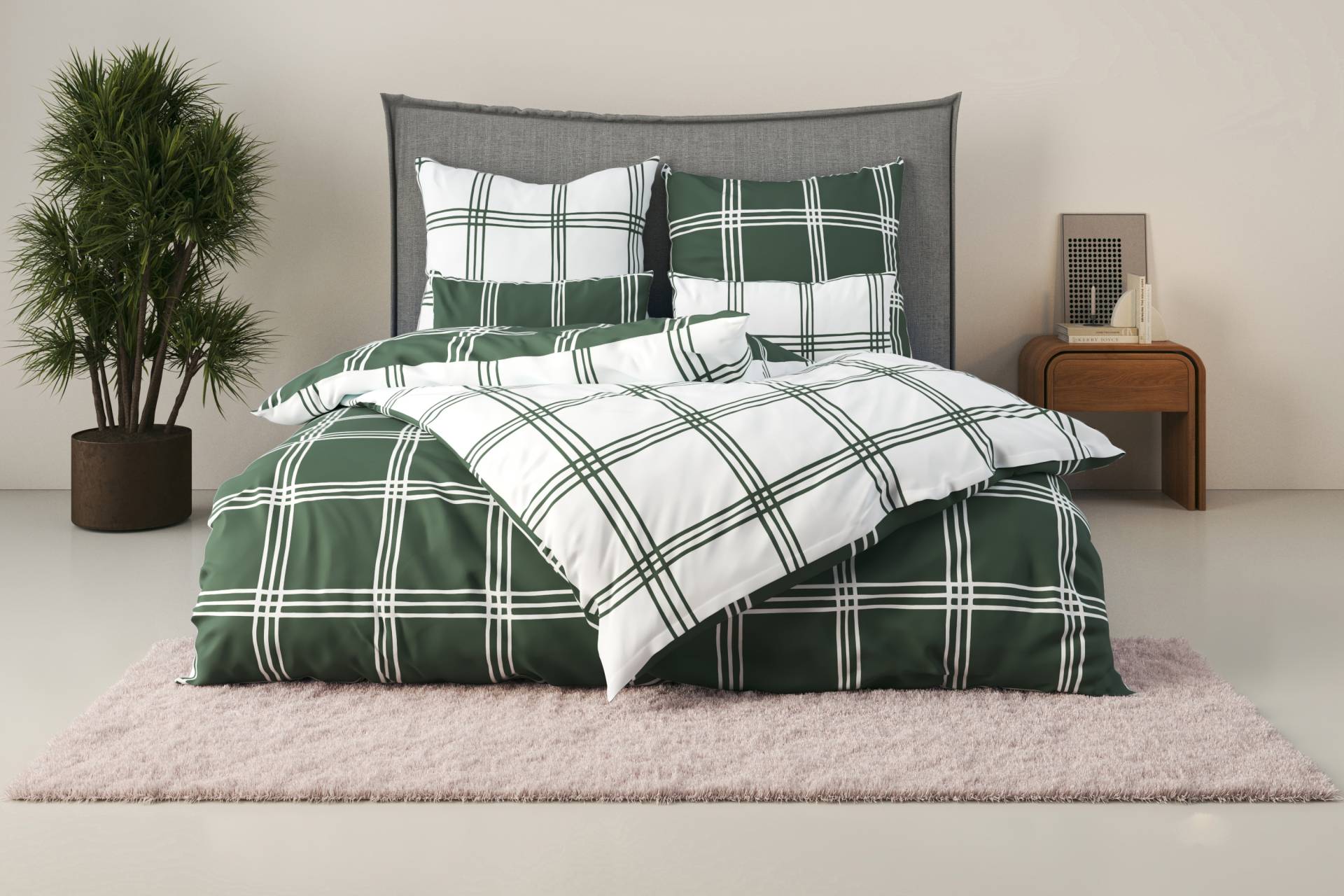 my home Wendebettwäsche "Karo" 2 Stk. tlg. karierte Bettwäsche aus Baumwolle, Bettwäsche mit Wendeoptik von My Home
