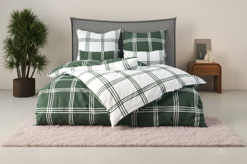 my home Wendebettwäsche "Karo" 2 Stk. tlg. karierte Bettwäsche aus Baumwolle, Bettwäsche mit Wendeoptik von My Home