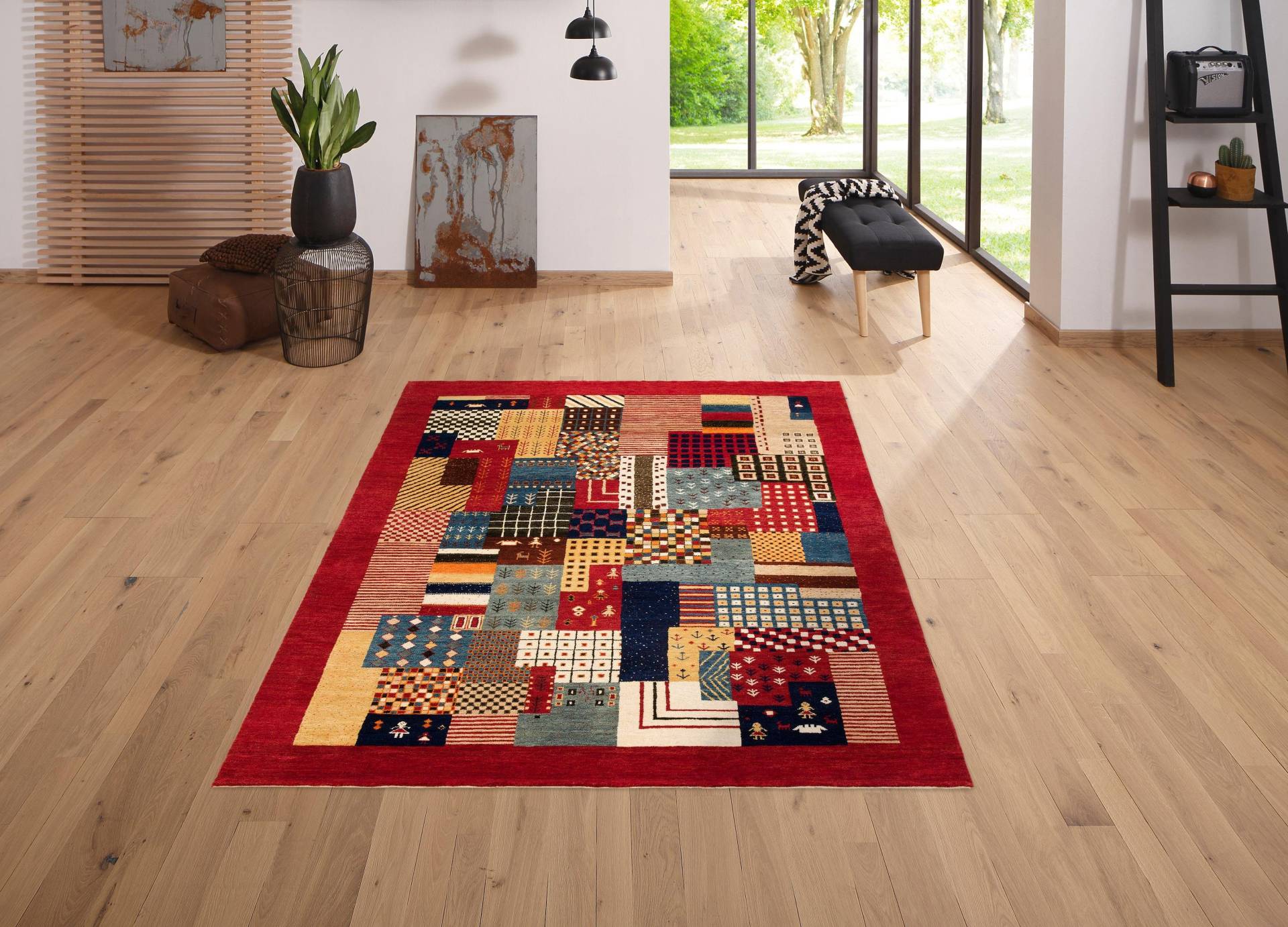 my home Wollteppich "Felia" rechteckig 12 mm Höhe reine Wolle, handgewebt, mit Bordüre von My Home