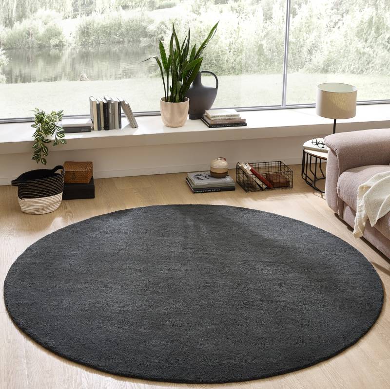my home Wollteppich "Gabbo Natur, Handgefertigt, Teppich, reine Wolle, meliert" rund 14 mm Höhe besonders weich und dicht von My Home