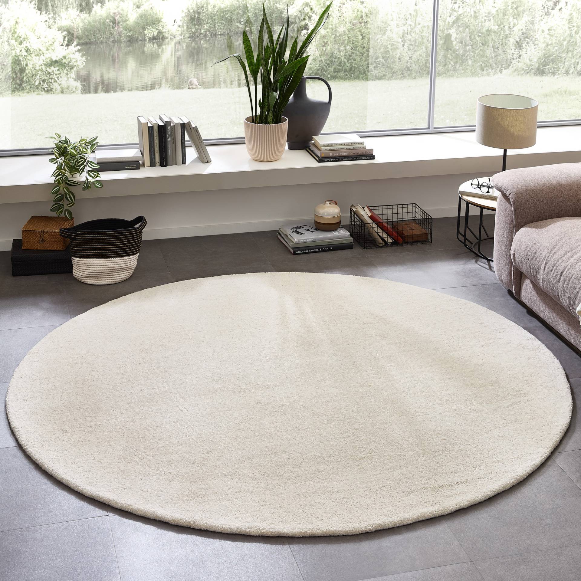 my home Wollteppich "Gabbo Natur, Handgefertigt, Teppich, reine Wolle, meliert" rund 14 mm Höhe besonders weich und dicht von My Home