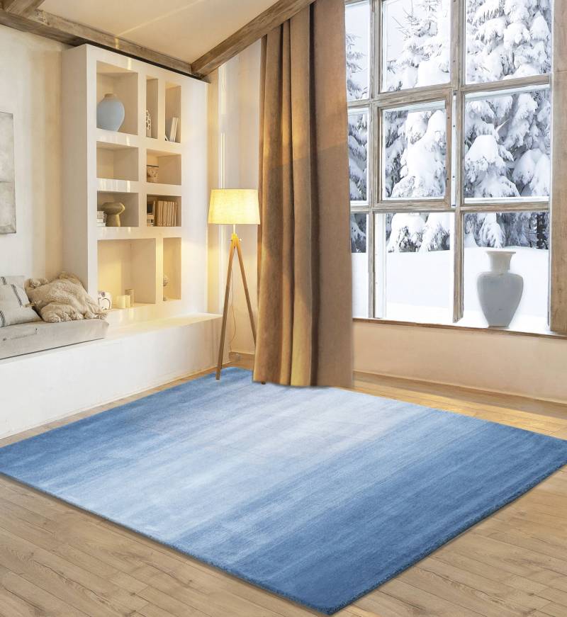my home Wollteppich "Lessach" rechteckig 14 mm Höhe Handweb Teppich, mit modernem Farbverlauf, reine Wolle, handgewebt von My Home
