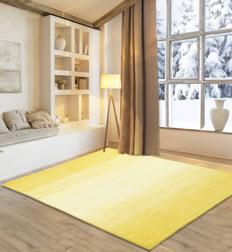 my home Wollteppich "Lessach" rechteckig 14 mm Höhe Handweb Teppich, mit modernem Farbverlauf, reine Wolle, handgewebt von My Home