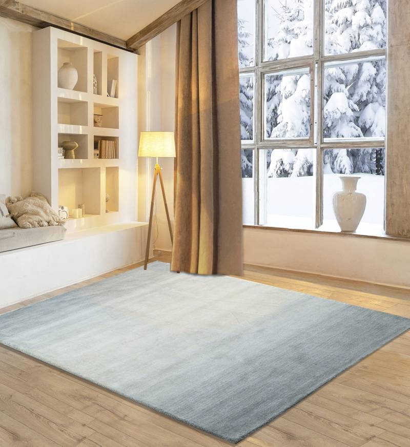 my home Wollteppich "Lessach" rechteckig 14 mm Höhe Handweb Teppich, mit modernem Farbverlauf, reine Wolle, handgewebt von My Home