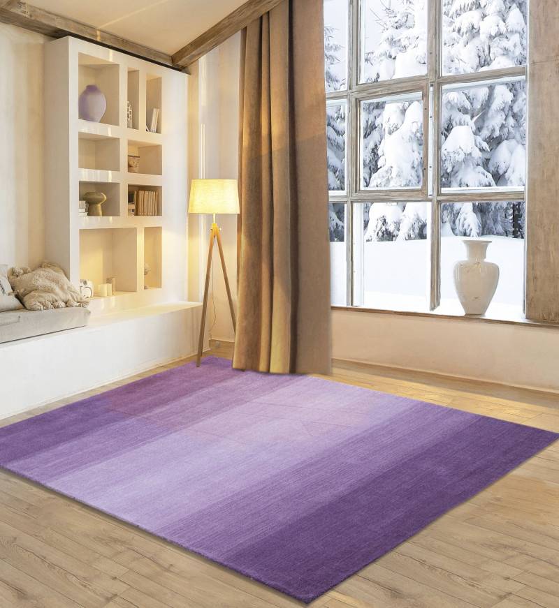 my home Wollteppich "Lessach" rechteckig 14 mm Höhe Handweb Teppich, mit modernem Farbverlauf, reine Wolle, handgewebt von My Home