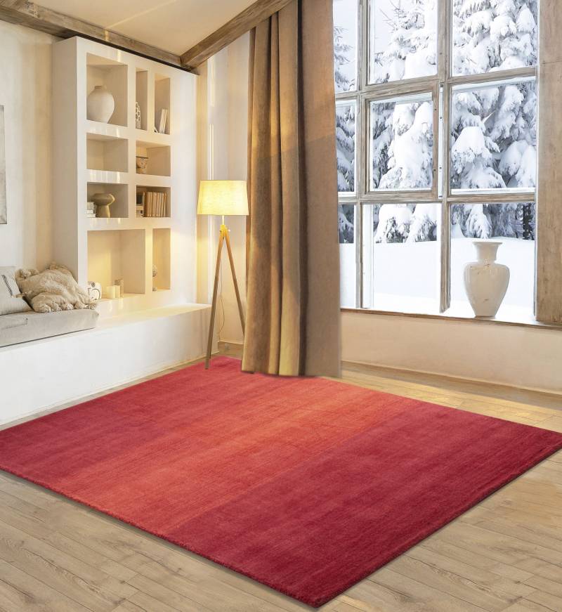 my home Wollteppich "Lessach" rechteckig 14 mm Höhe Handweb Teppich, mit modernem Farbverlauf, reine Wolle, handgewebt von My Home