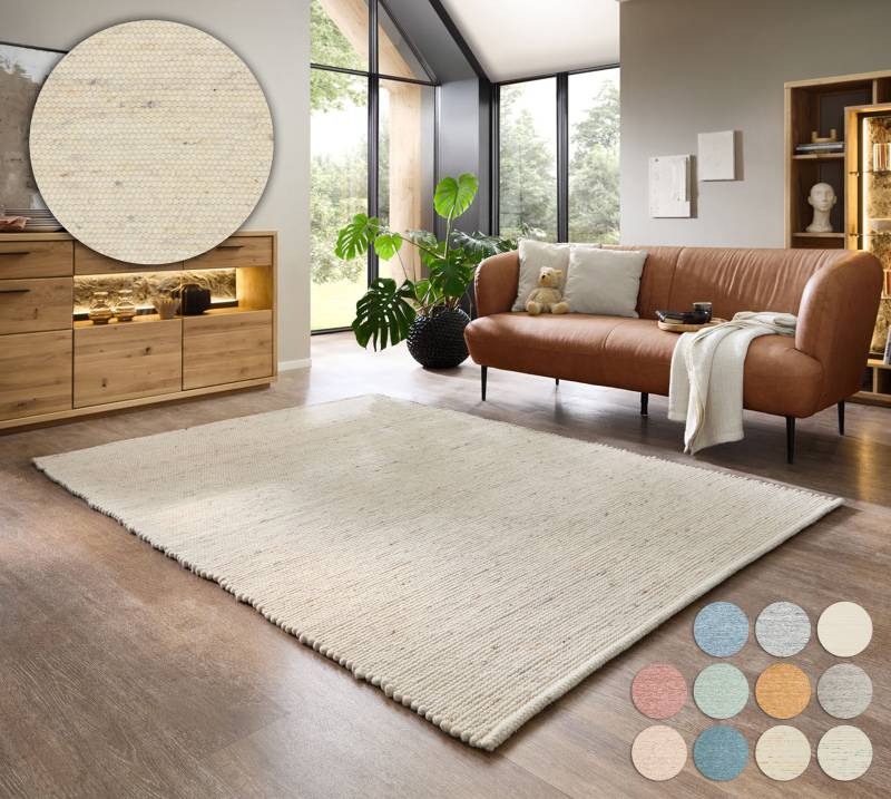 my home Wollteppich "Pirker" rechteckig 12 mm Höhe Wendeteppich, meliert, reine Wolle, handgewebt, Scandi, Wohnzimmer von My Home