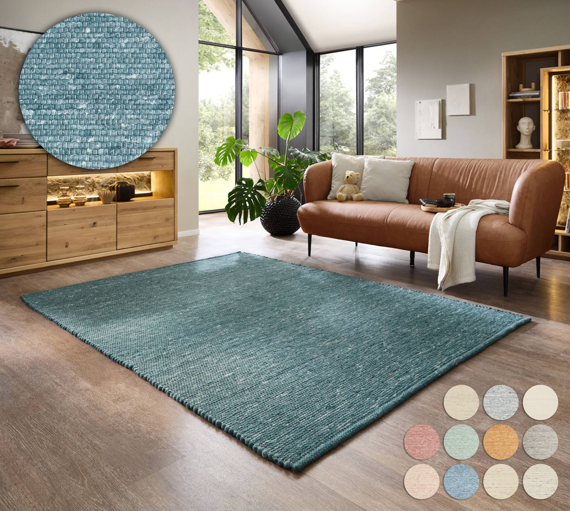 my home Wollteppich "Pirker" rechteckig 12 mm Höhe Wendeteppich, meliert, reine Wolle, handgewebt, Scandi, Wohnzimmer von My Home