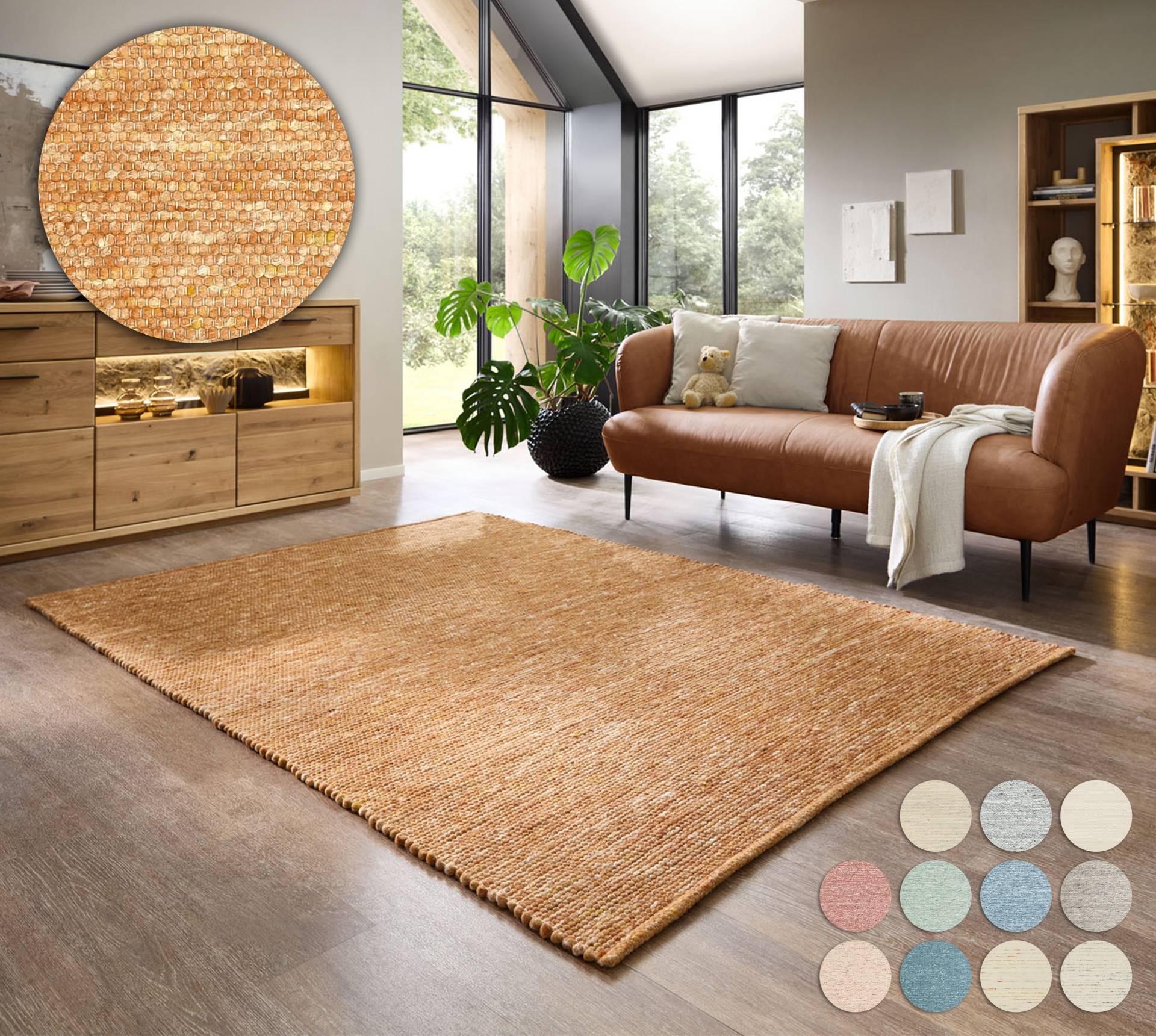 my home Wollteppich "Pirker" rechteckig 12 mm Höhe Wendeteppich, meliert, reine Wolle, handgewebt, Scandi, Wohnzimmer von My Home